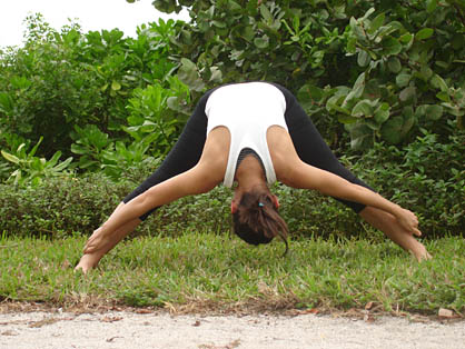 Standing Separate Leg Stretching Pose aka Dandayamana Bibhaktapada  Paschimottanasana - Bikram Yoga Chicago